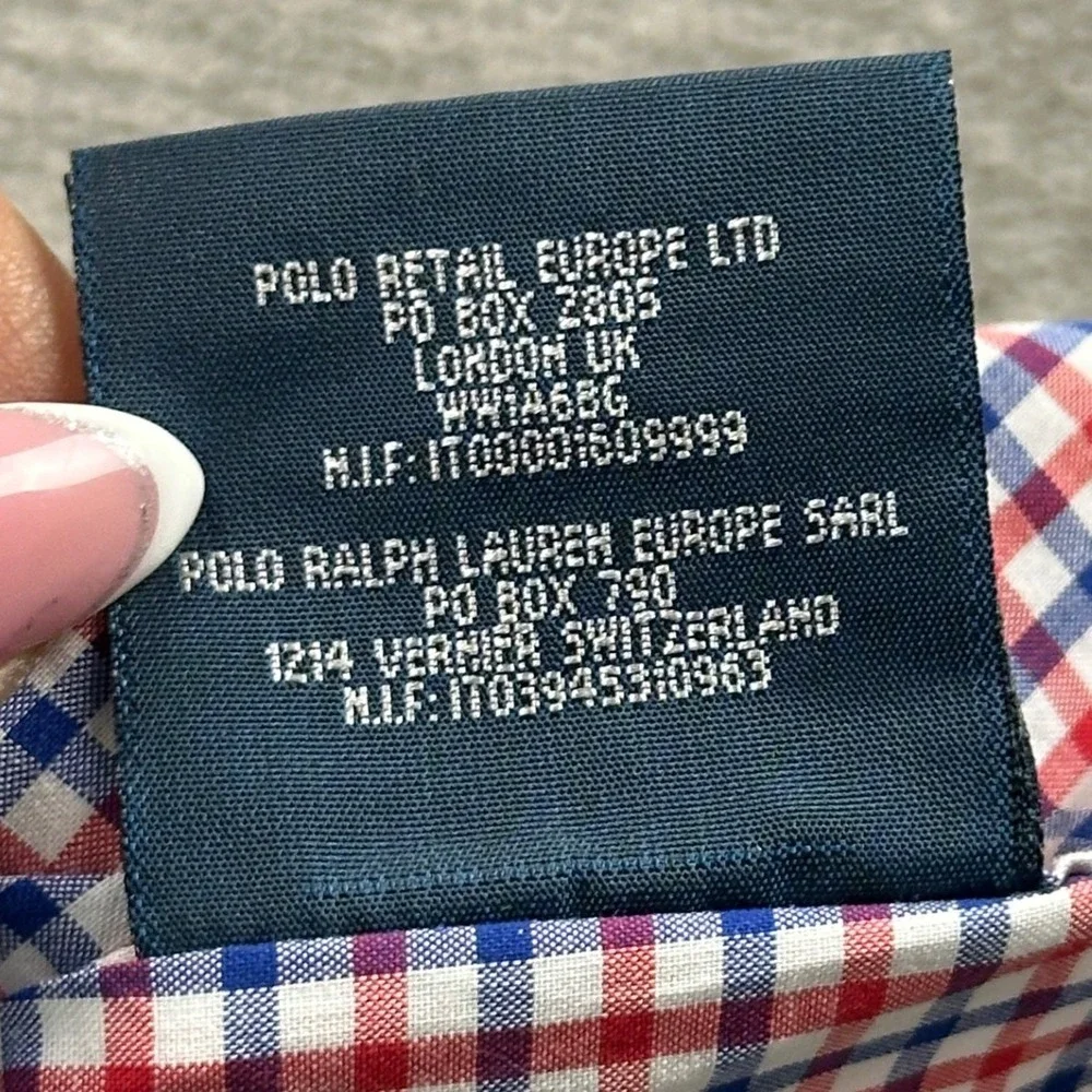 Ralph Lauren Button Down Shirt Kids 12M Red Blue Gingham Check 100% Cotton Event